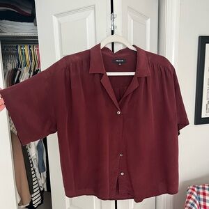 100% SILK Madewell cropped button down top